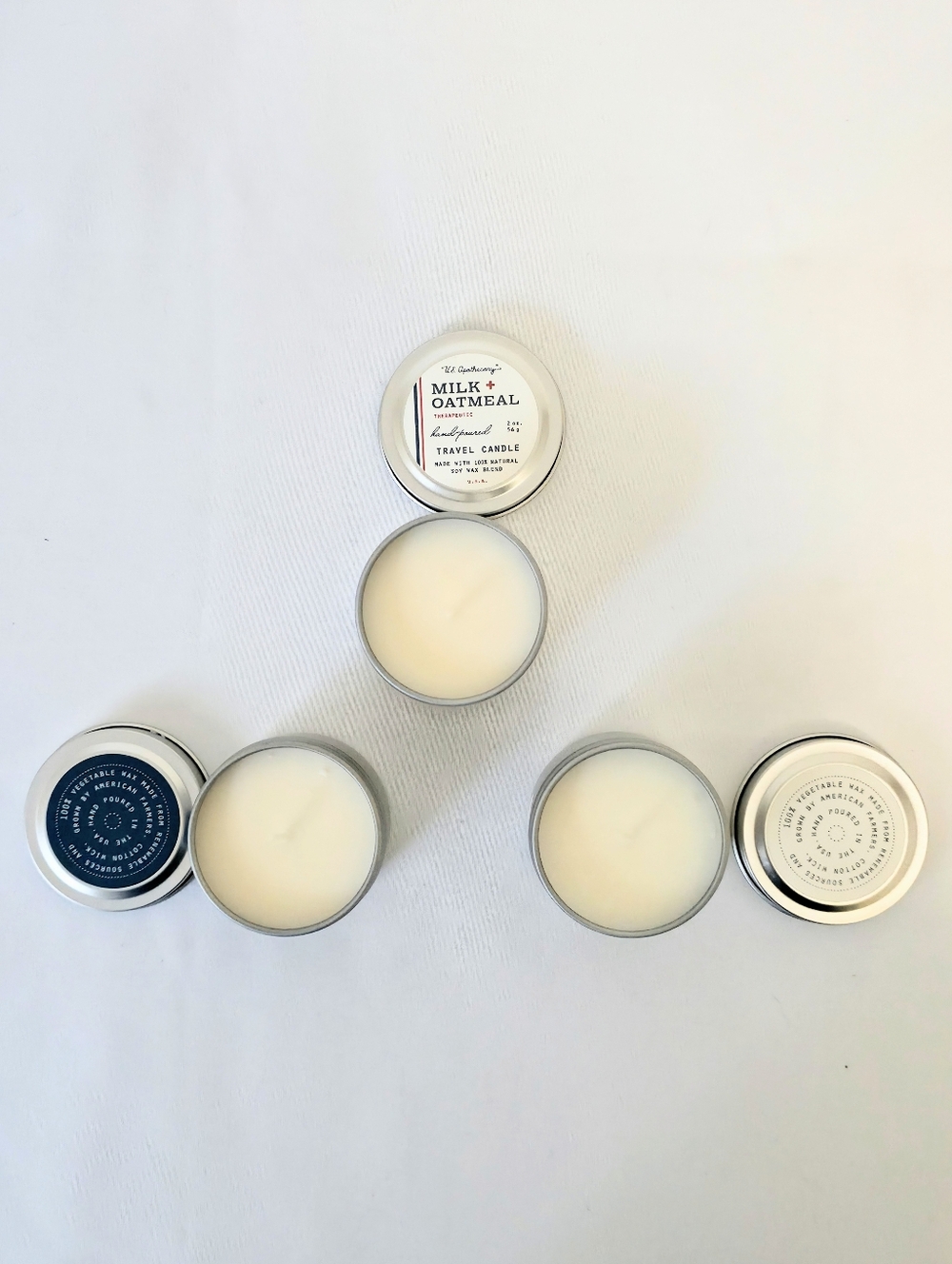 K Hall Designs US Apothecary Travel Candle Set Scented Mini Soy Sample Gift NEW - Picture 2 of 2